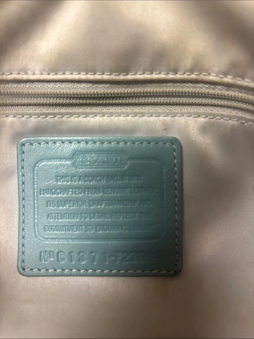 Coach Pebbled Leather Tote in Light Blue